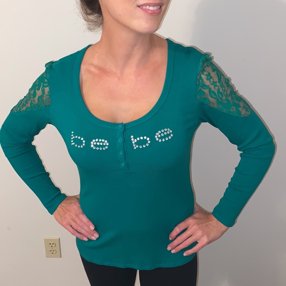 Bebe lace long sleeve shirt